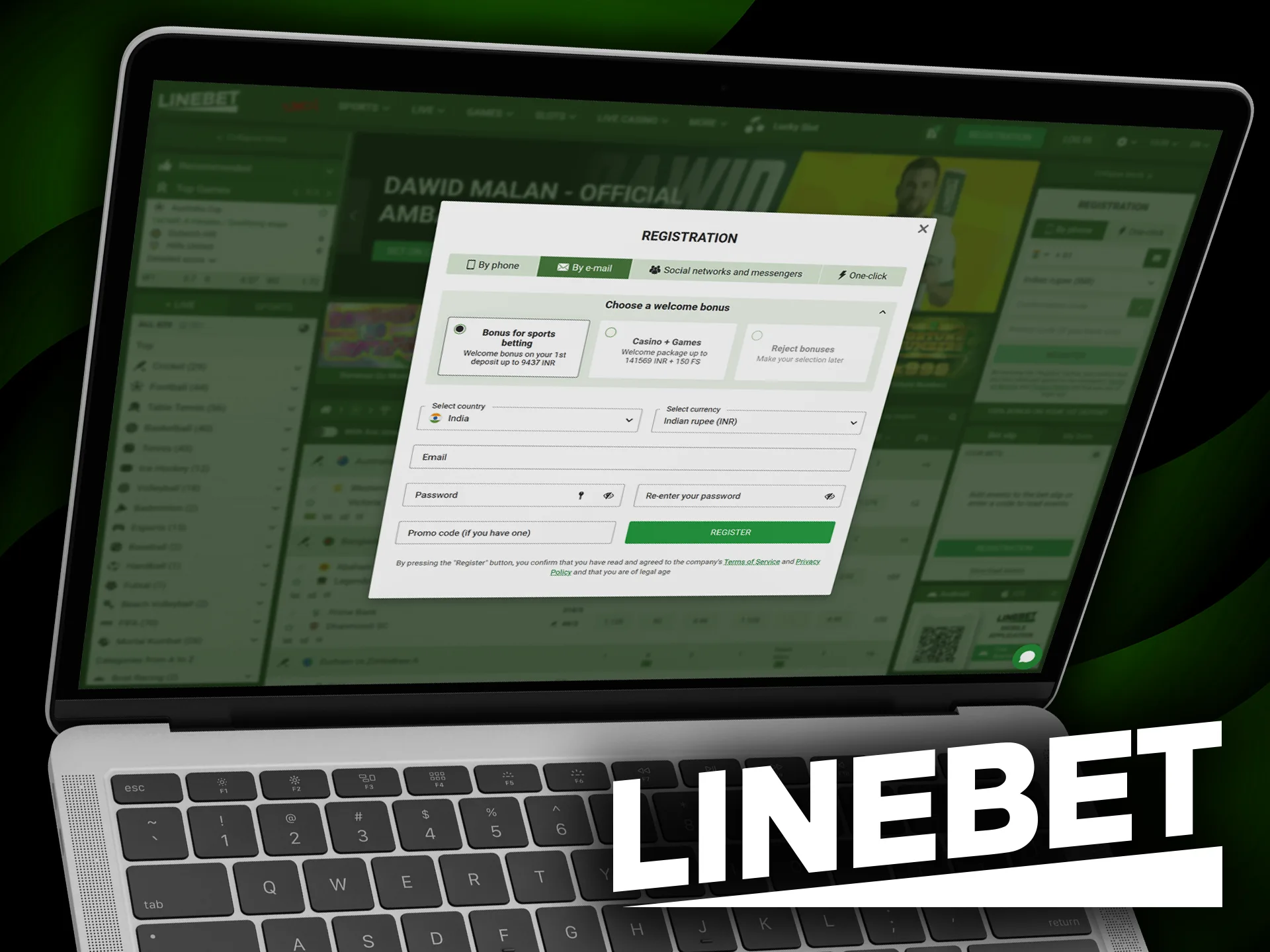 Follow simple steps to create an account with Linebet.