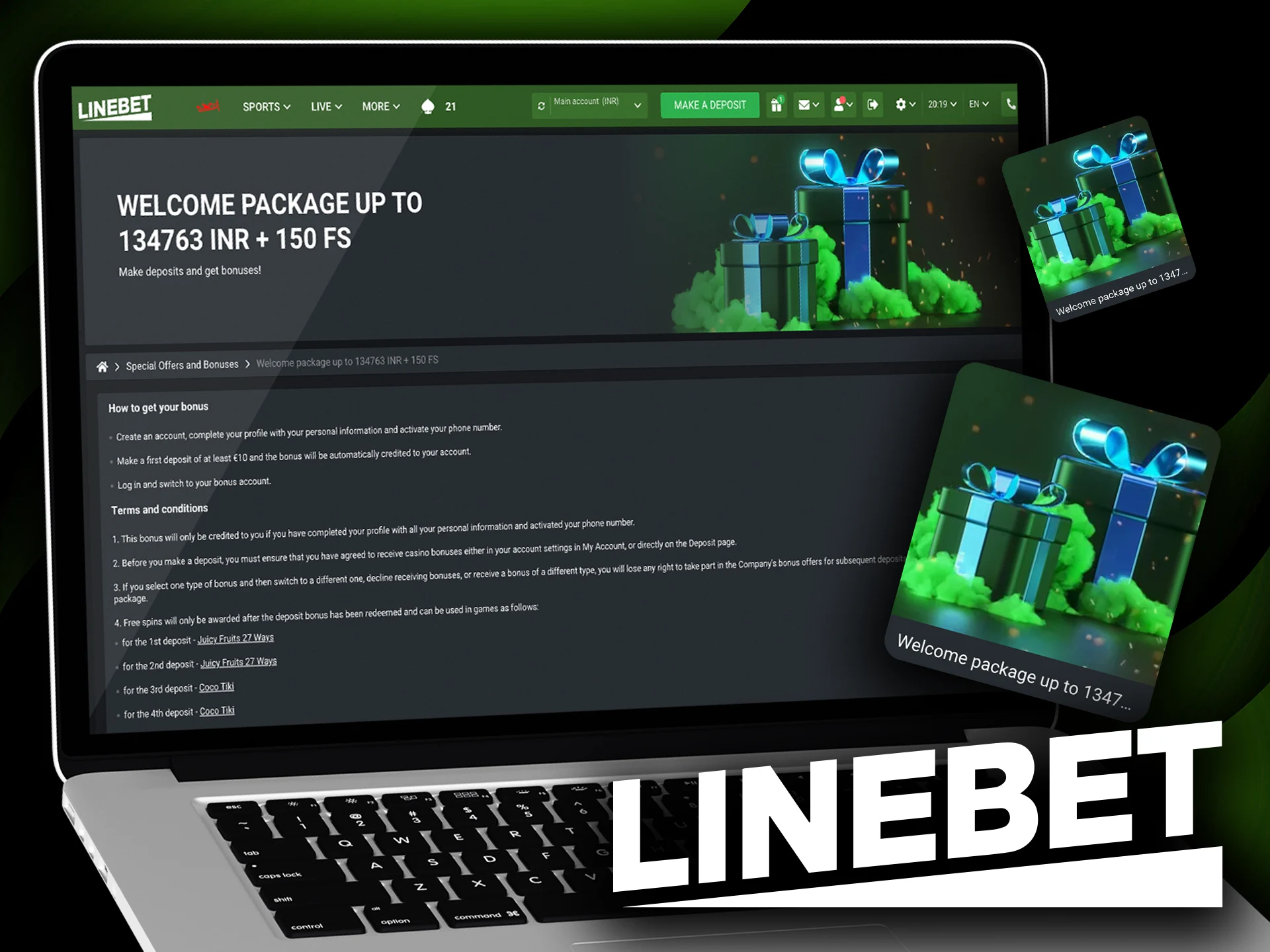 Linebet welcome package special perks for new users in India.