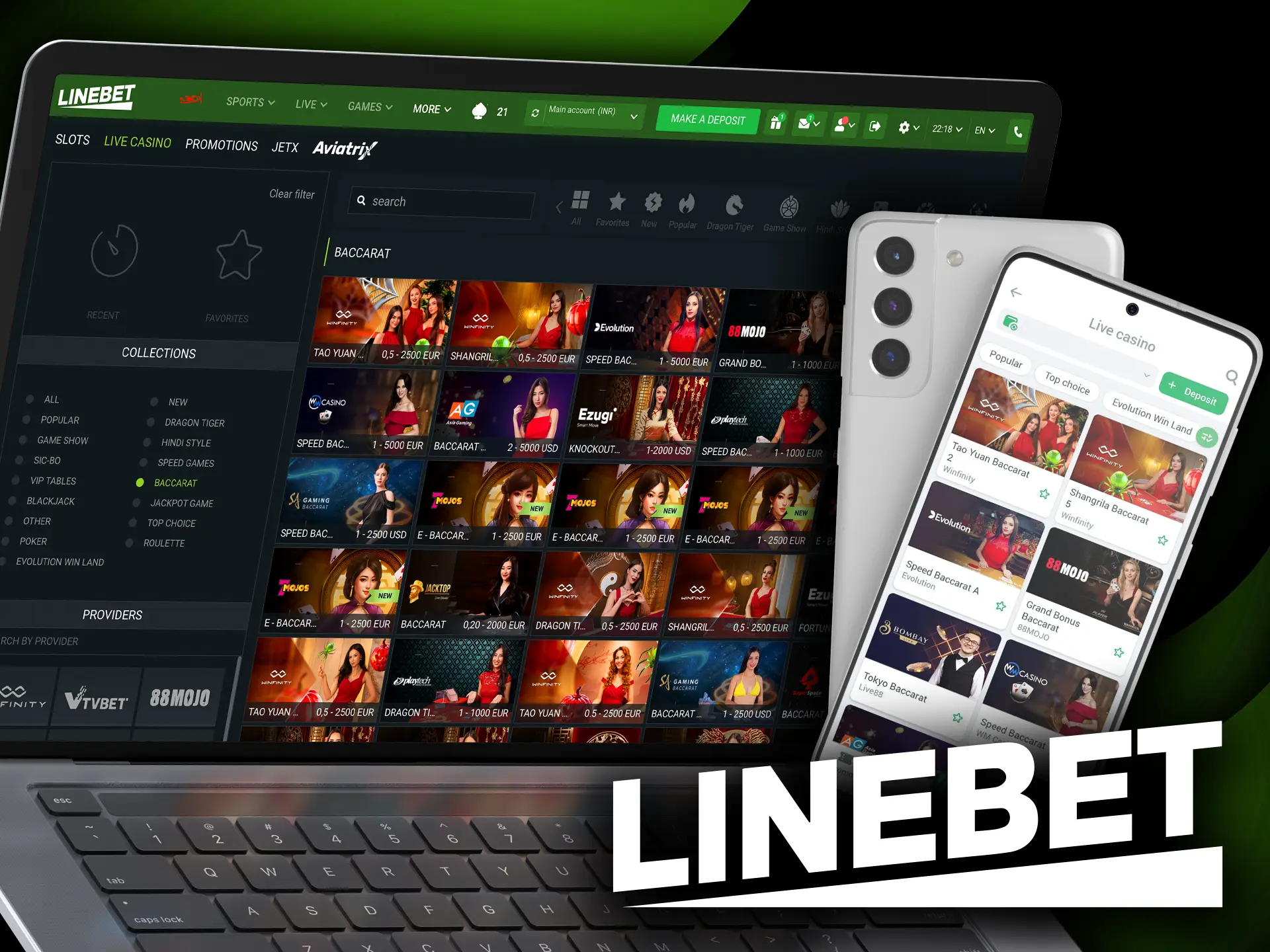 Win Big at Baccarat in Linebet's Live Casino.