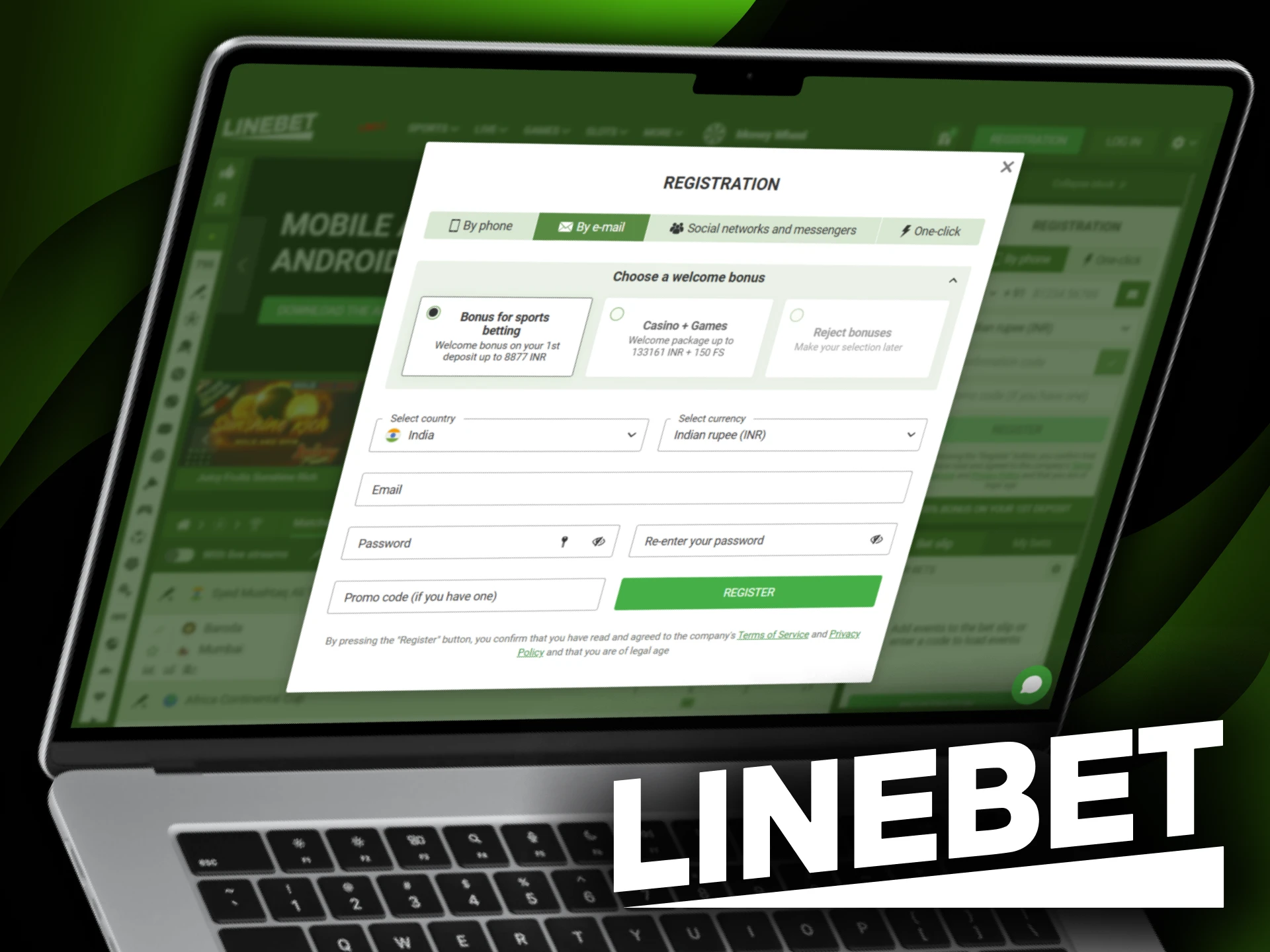 Follow simple steps to create an account with Linebet.