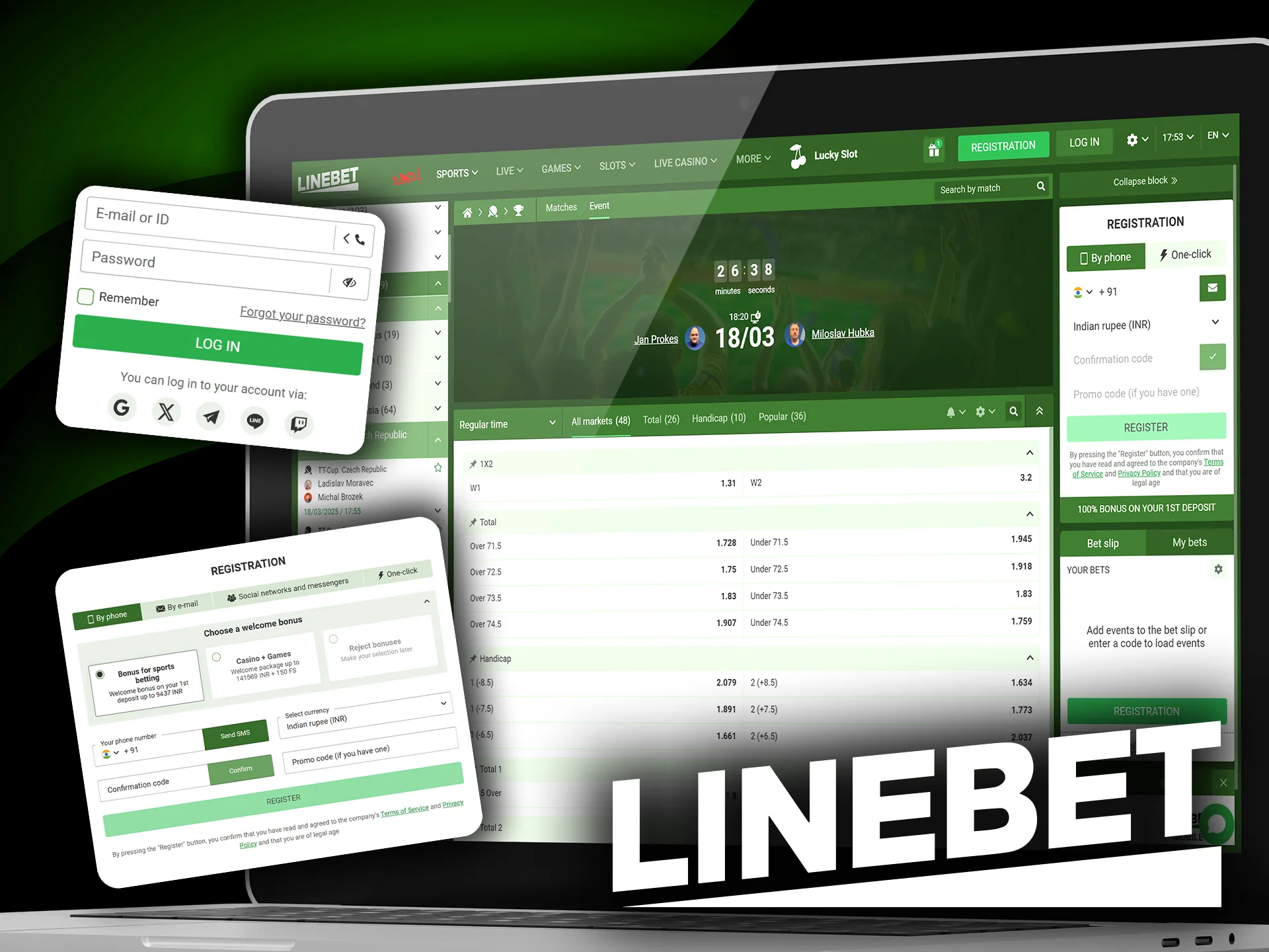 Try your skills with Linebet table tennis betting.