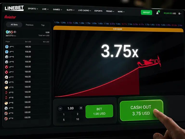 Aviator game multiplier on Linebet