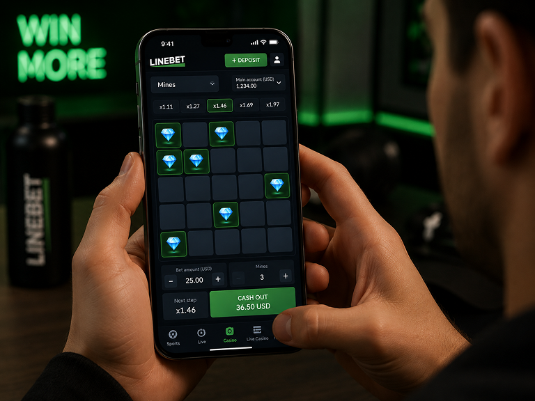 Linebet Mines mobile gameplay