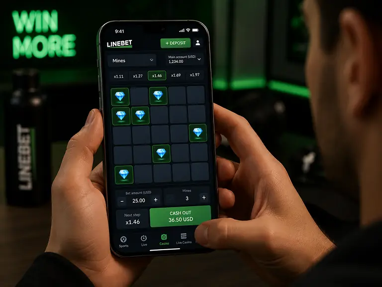 Linebet Mines mobile gameplay