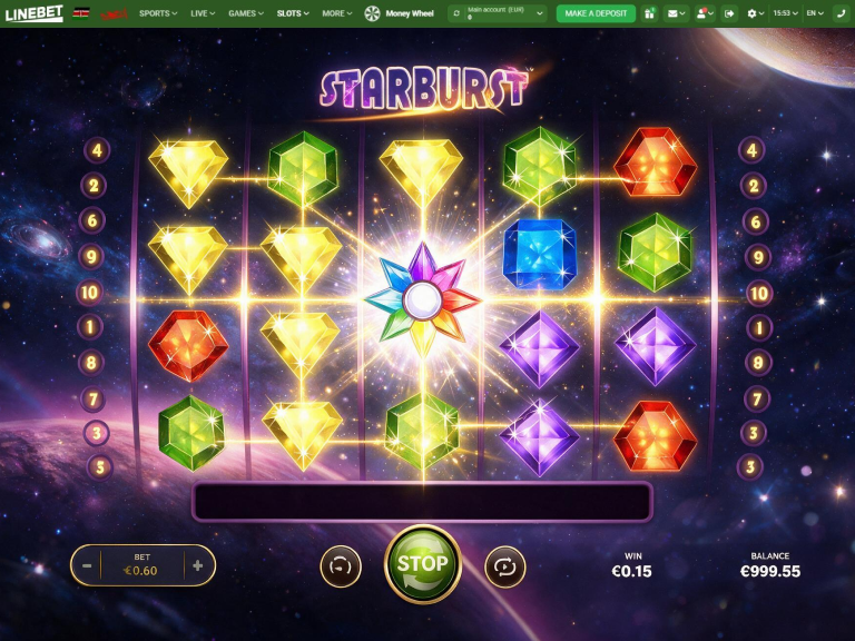 Starburst game on Linebet mobile