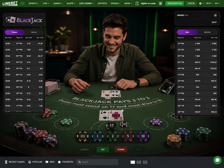 Linebet Blackjack casino table