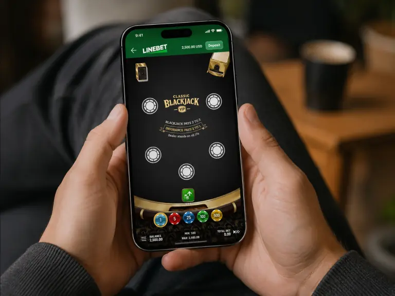 Blackjack gameplay at Linebet casino
